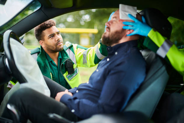 Accident victim receiving help at the scene